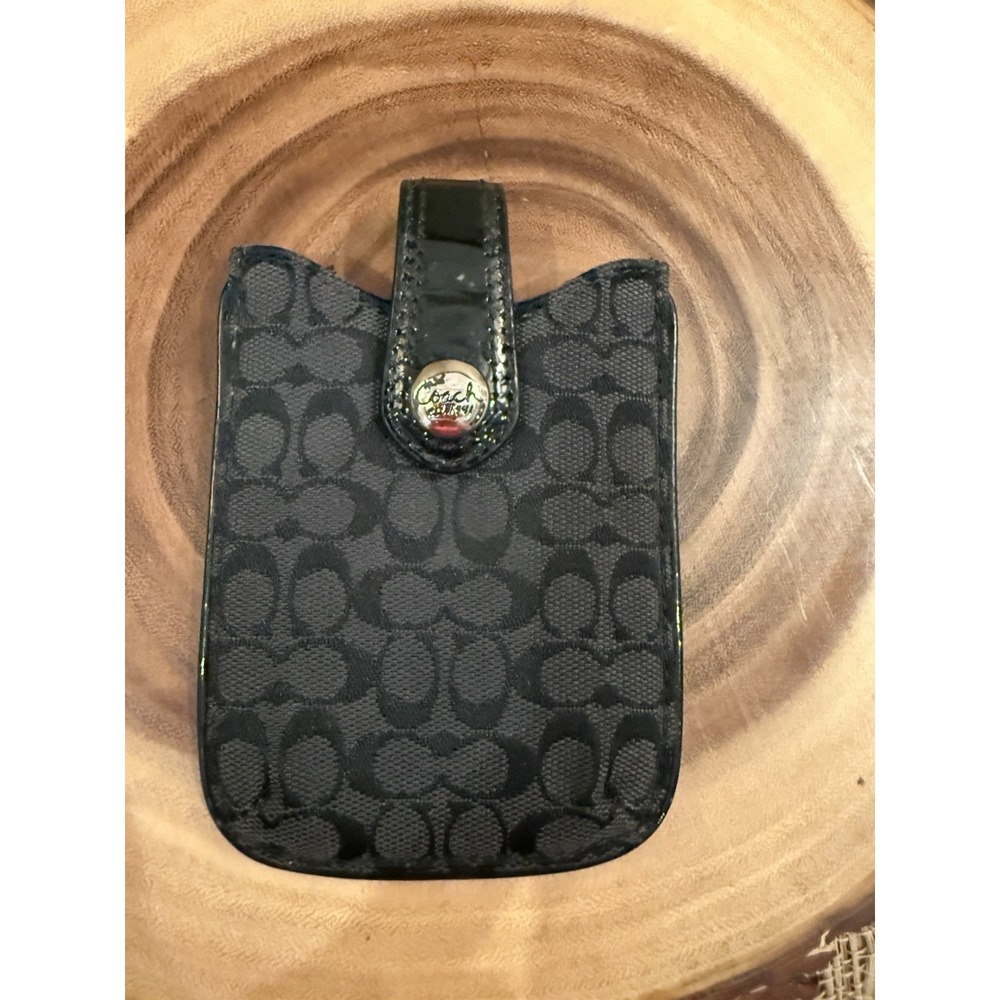 COACH Vintage Logo Signature Cards Pouch Magnetic Closure Case Sleeve Black Grey